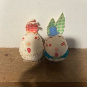 Vintage Easter Eggs, flocked over styrofoam, Made in Japan